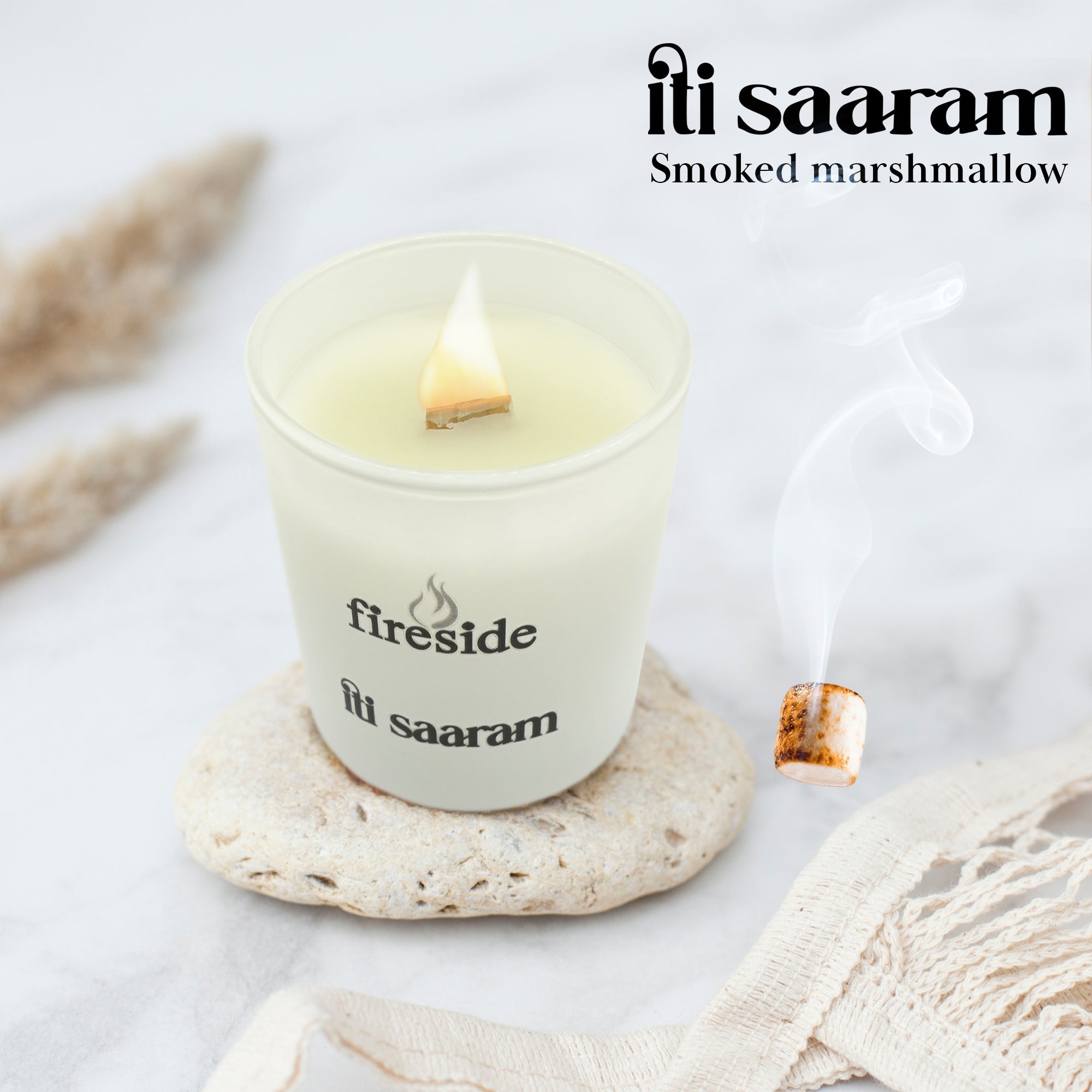 Fireside | Soy Candle with Crackling Wood Wick | Marshmallow