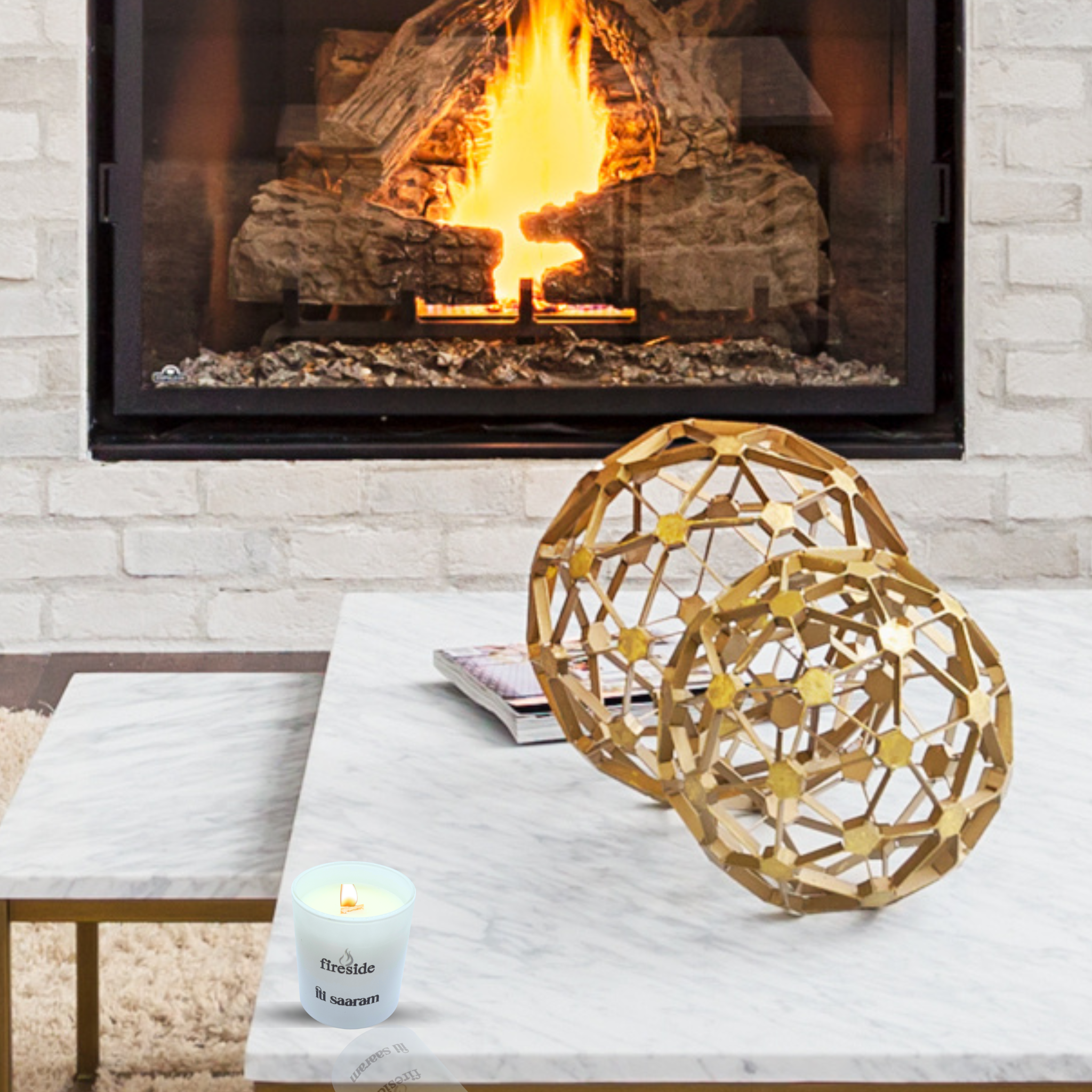 Fireside | Soy Candle with Crackling Wood Wick | Marshmallow
